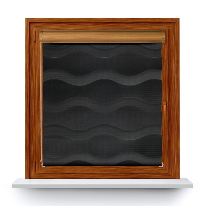 Roleta w kasecie PCV Dzień Noc Przyciemniająca Fala bez prowadnic Grafit 04