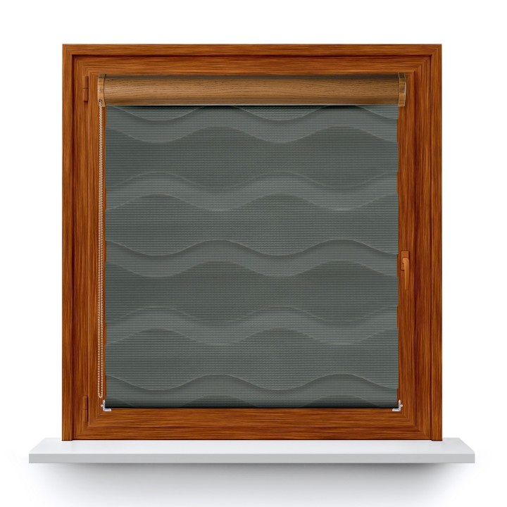 Roleta w kasecie PCV Dzień Noc Przyciemniająca Fala bez prowadnic Szara 03