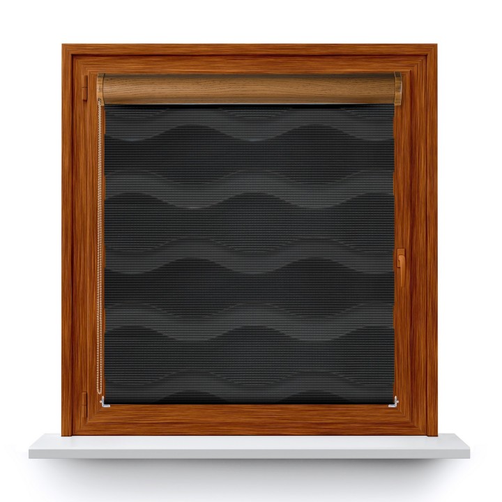 Roleta w kasecie PCV Dzień Noc Przyciemniająca Fala bez prowadnic Grafit 04