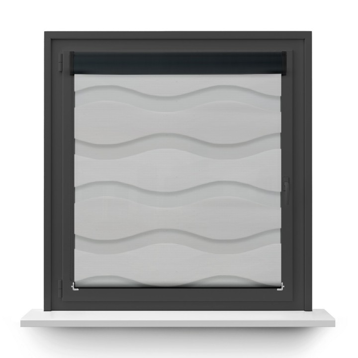 Roleta w kasecie PCV Dzień Noc Przyciemniająca Fala bez prowadnic Szara 2