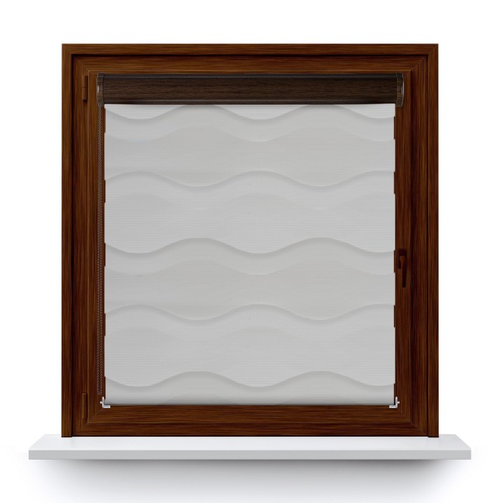 Roleta w kasecie PCV Dzień Noc Przyciemniająca Fala bez prowadnic Szara 2