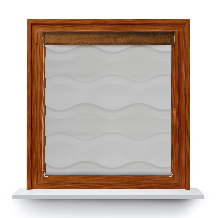 Roleta w kasecie PCV Dzień Noc Przyciemniająca Fala bez prowadnic Szara 2