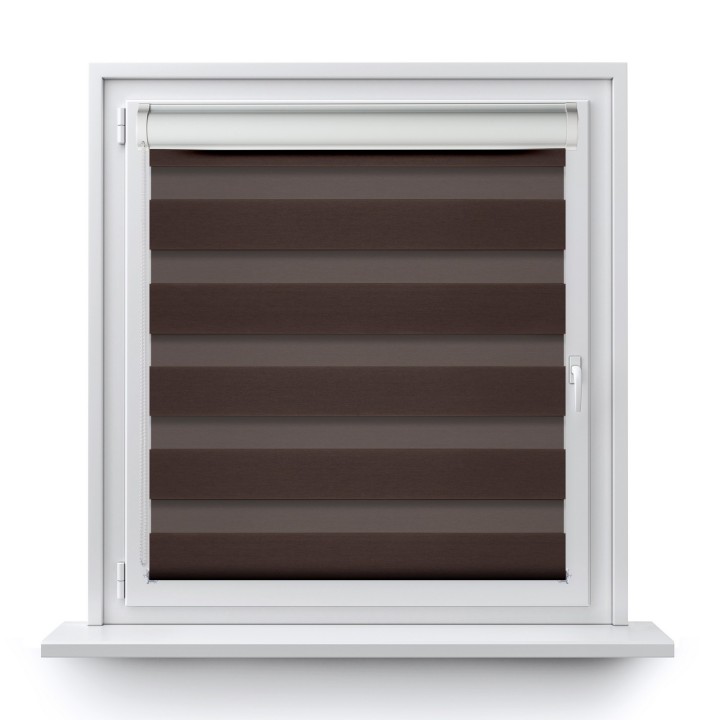 Roleta w kasecie PCV Dzień Noc Przyciemniająca Spotlight bez prowadnic Ciemnobrązowa 2027