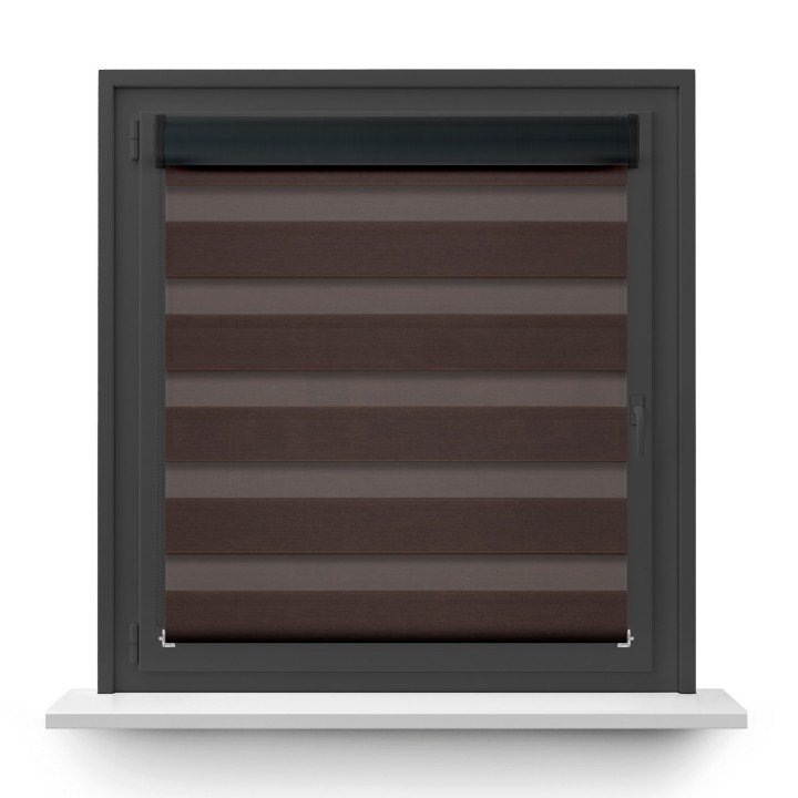 Roleta w kasecie PCV Dzień Noc Przyciemniająca Spotlight bez prowadnic Ciemnobrązowa 2027