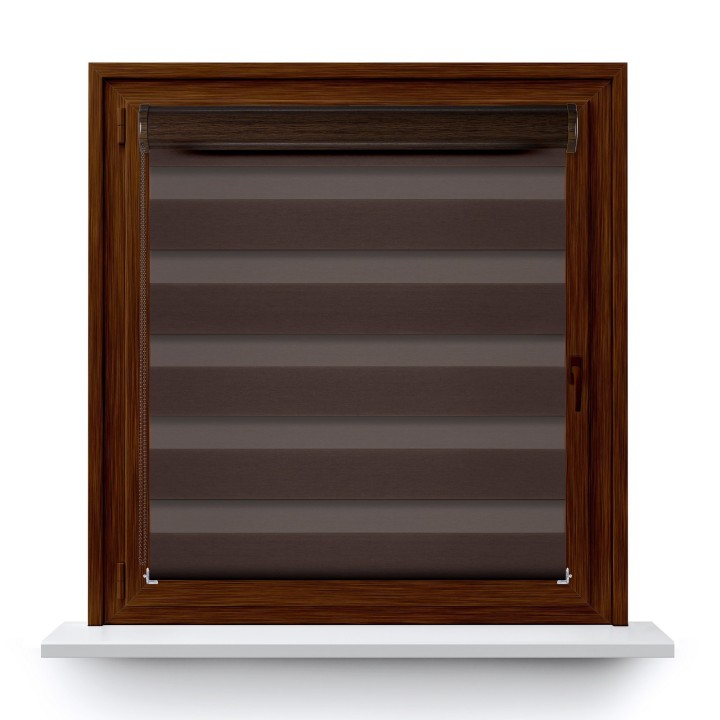 Roleta w kasecie PCV Dzień Noc Przyciemniająca Spotlight bez prowadnic Ciemnobrązowa 2027