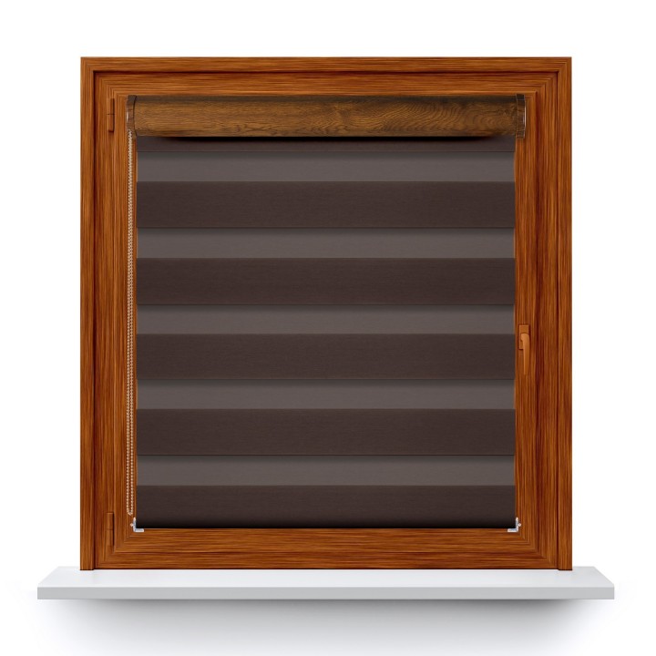 Roleta w kasecie PCV Dzień Noc Przyciemniająca Spotlight bez prowadnic Ciemnobrązowa 2027