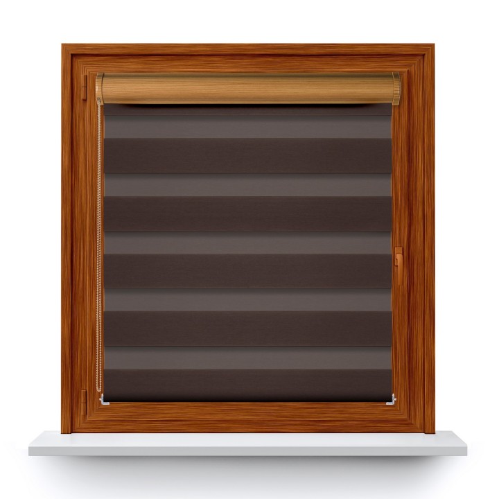 Roleta w kasecie PCV Dzień Noc Przyciemniająca Spotlight bez prowadnic Ciemnobrązowa 2027