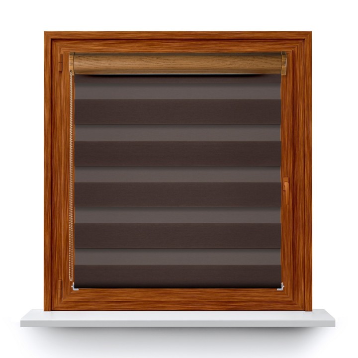 Roleta w kasecie PCV Dzień Noc Przyciemniająca Spotlight bez prowadnic Ciemnobrązowa 2027