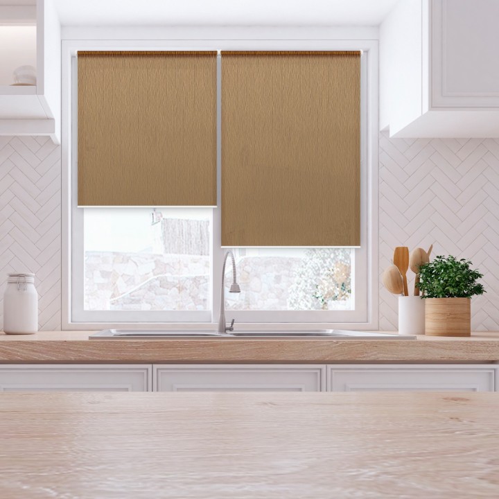 Roleta Mini Gładka Przyciemniająca Bambus Brązowa 323