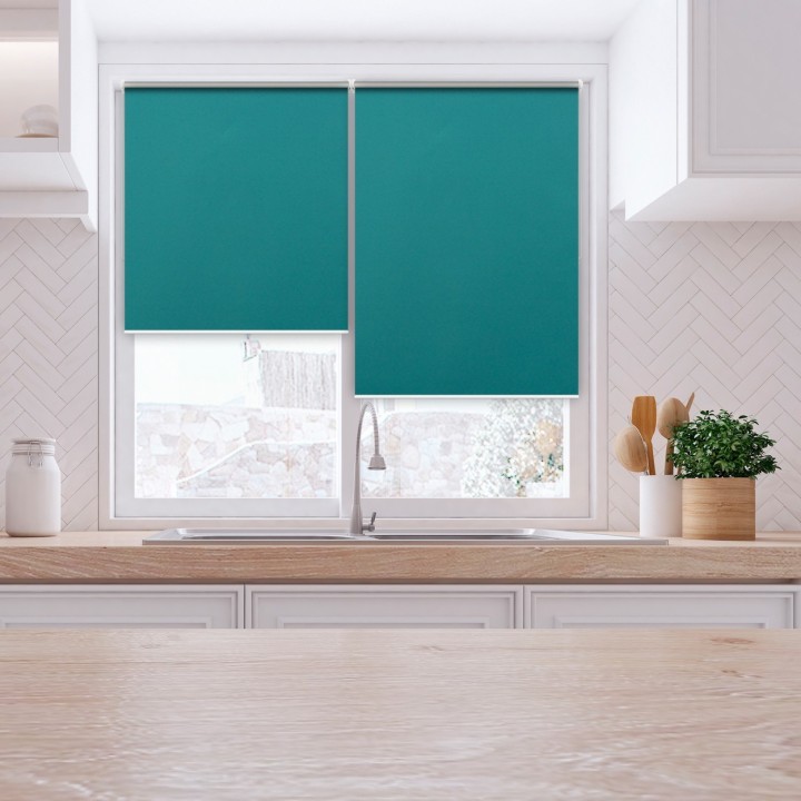Roleta Mini Gładka Zaciemniająca Termo Zaciemniająca Turkusowa 303