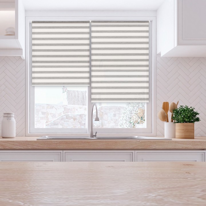 Roleta Mini Gładka Przyciemniająca Ex Paski Szara 73