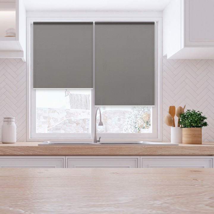 Roleta Mini Gładka Przyciemniająca Madryt Szara 852