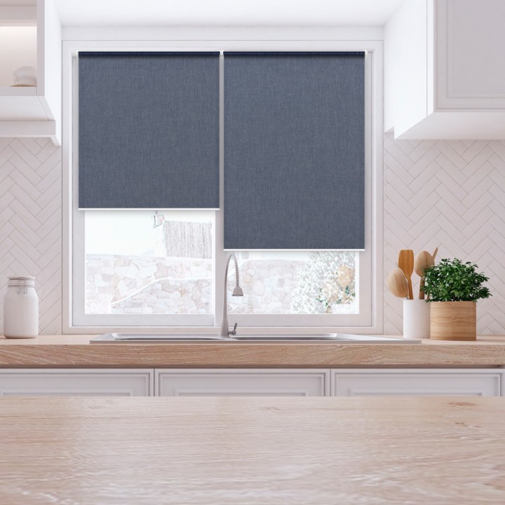 Roleta Mini Gładka Przyciemniająca Melange Niebieska 733