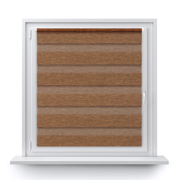 Roleta Mini Dzień Noc Przyciemniająca Bahama XV Jasno Brązowa Drewnopodobna Bh1503