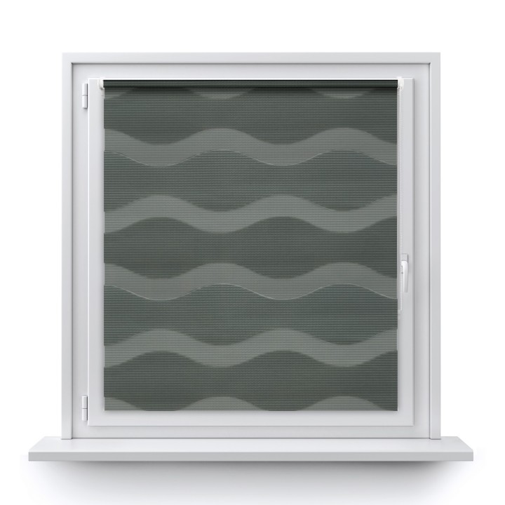 Roleta Mini Dzień Noc Przyciemniająca Fala Szara 03