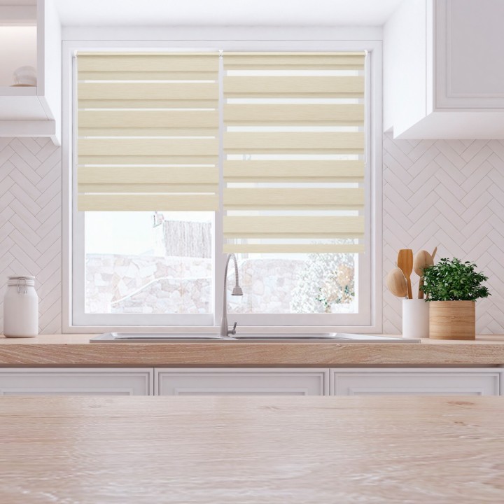 Roleta Mini Dzień Noc Przyciemniająca Bahama II Drewnopodobna Beżowa 13