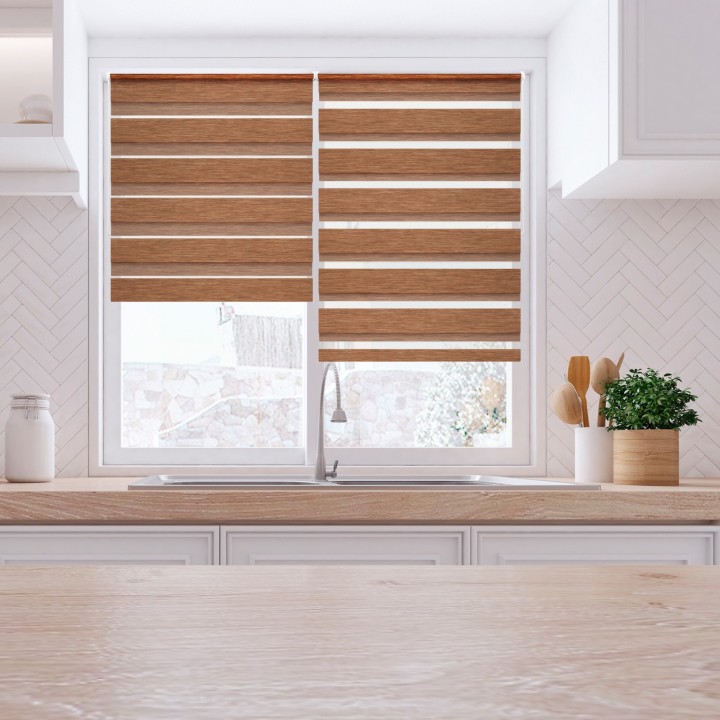 Roleta Mini Dzień Noc Przyciemniająca Bahama II Drewnopodobna Brązowa 15