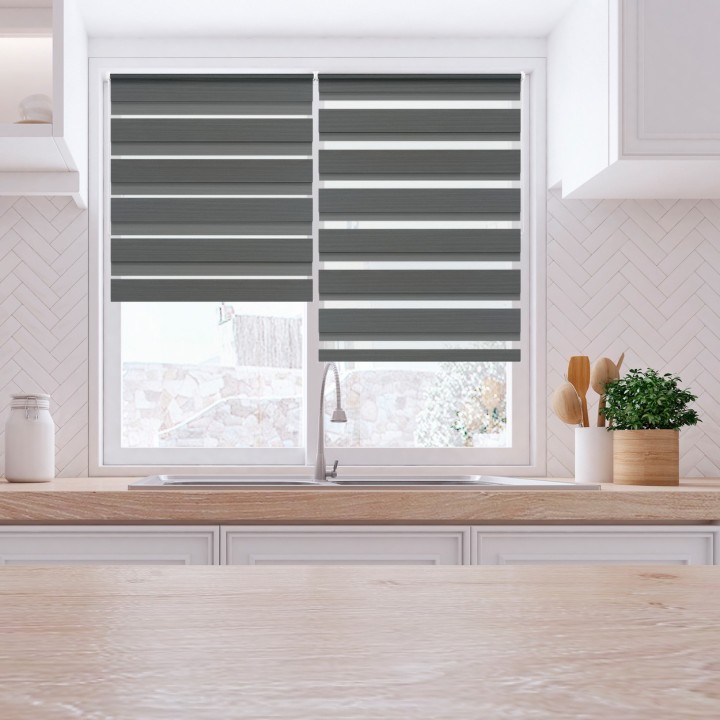 Roleta Mini Dzień Noc Przyciemniająca Bahama XXIII Czarna Bh2309