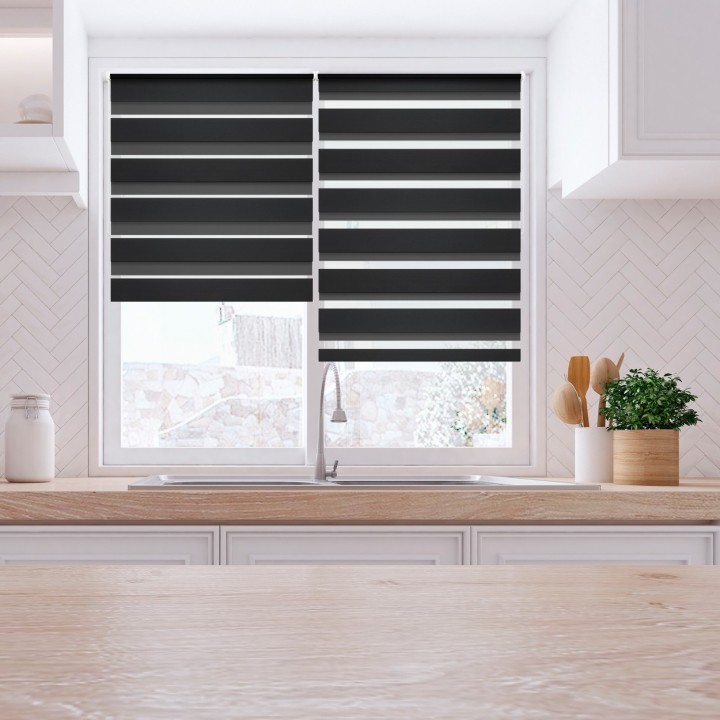 Roleta Mini Dzień Noc Przyciemniająca Chic Czarna 6008