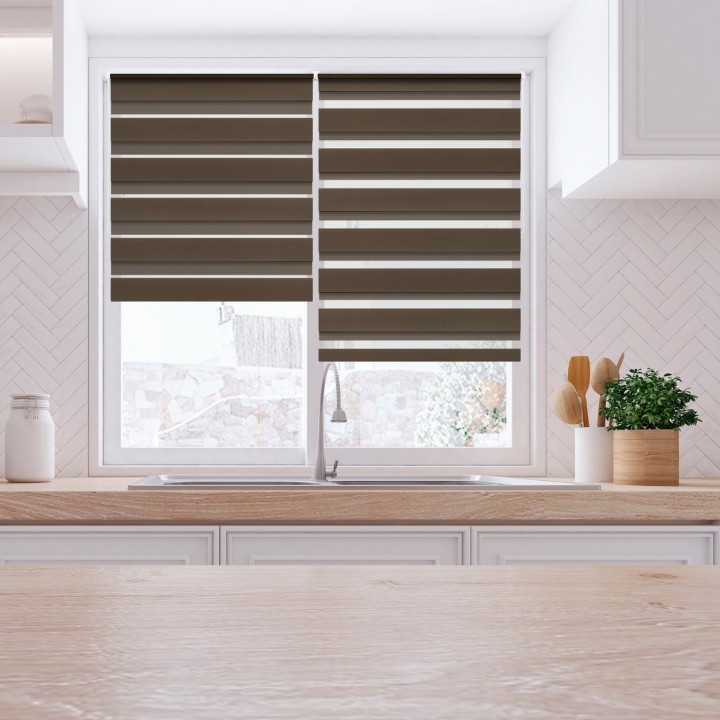 Roleta Mini Dzień Noc Przyciemniająca Classic Brązowa 6