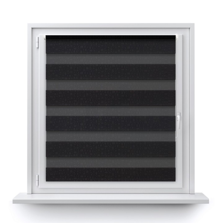 Roleta Mini Dzień Noc Przyciemniająca Geometric Czarna 14509