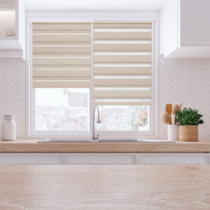 Roleta Mini Dzień Noc Przyciemniająca Forest Kremowa 9203