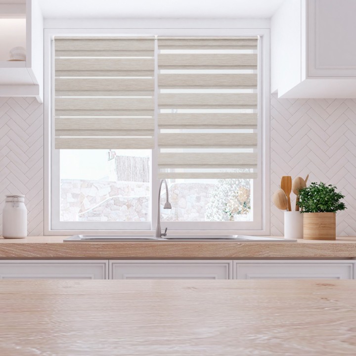 Roleta Mini Dzień Noc Przyciemniająca Forest Beżowa 9208