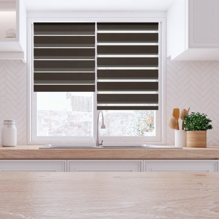 Roleta Mini Dzień Noc Przyciemniająca Forest Ciemnobrązowa 9209