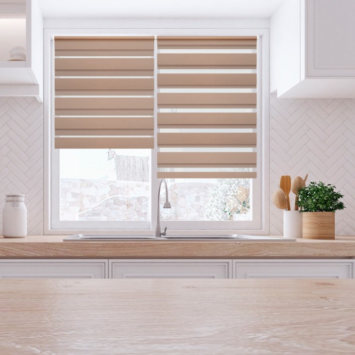 Roleta Mini Dzień Noc Przyciemniająca Glossy Elegance Miedziana 15398