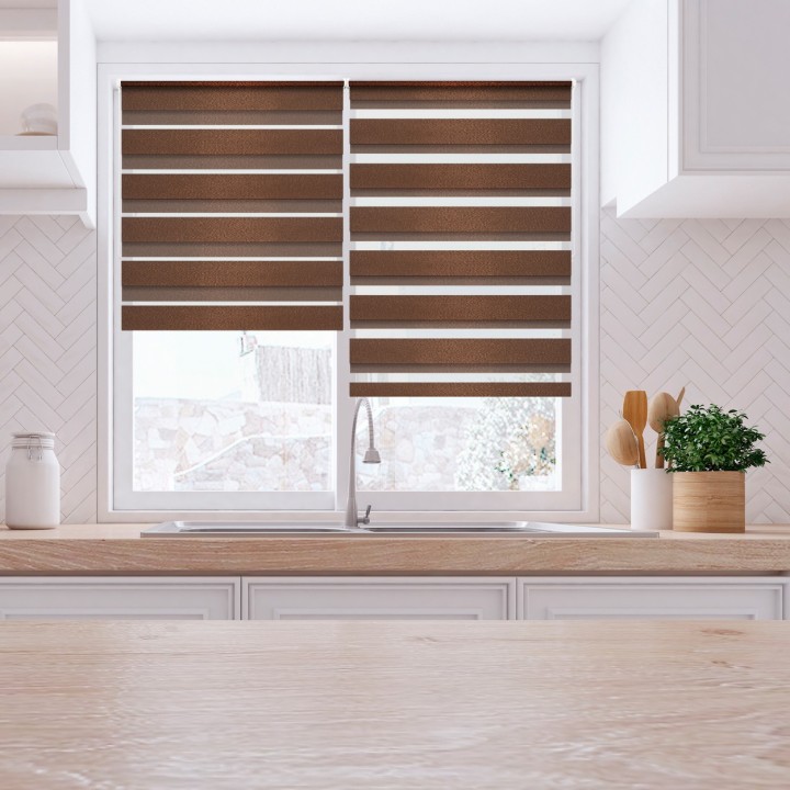 Roleta Mini Dzień Noc Przyciemniająca Glossy Elegance Brązowa 15898