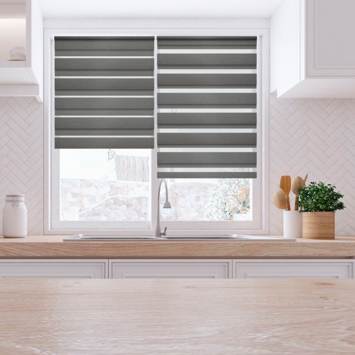 Roleta Mini Dzień Noc Przyciemniająca Glossy Elegance Ciemnoszara 15988