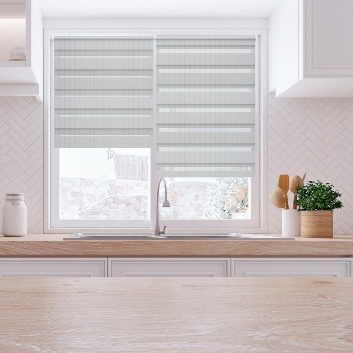 Roleta Mini Dzień Noc Przyciemniająca Organza Szara 1