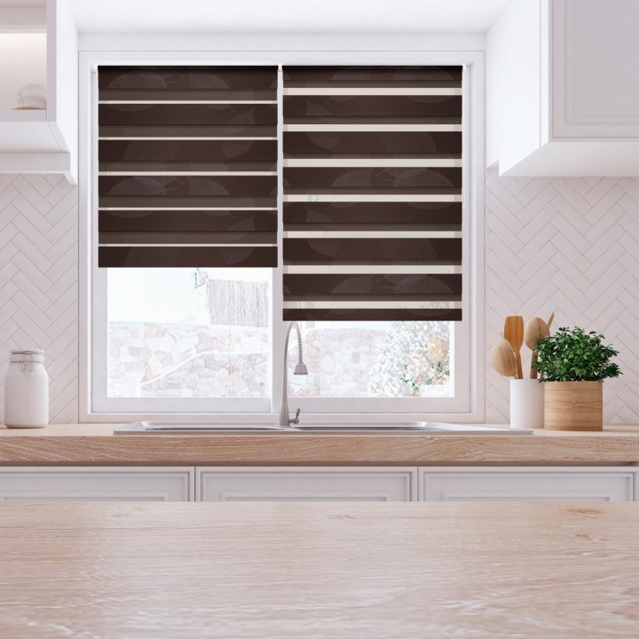 Roleta Mini Dzień Noc Przyciemniająca Romance Brązowa 1087