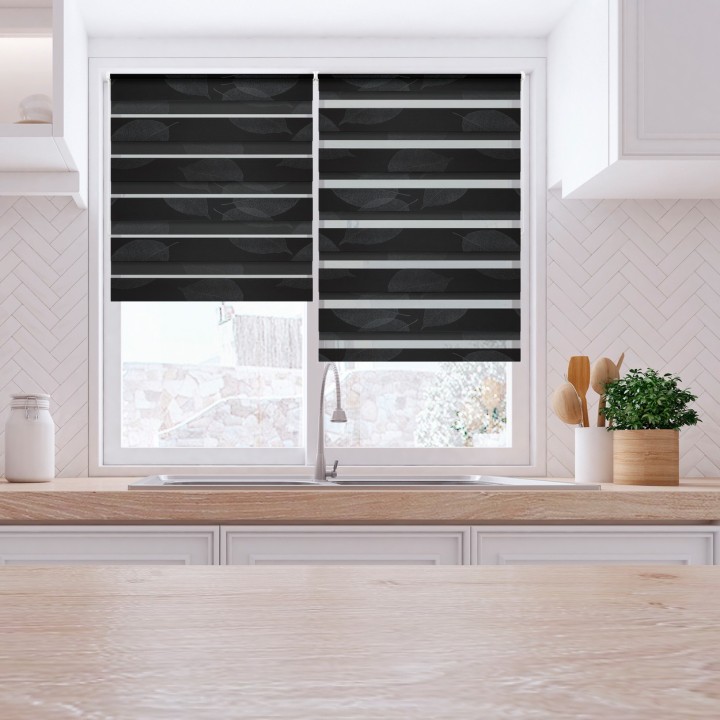 Roleta Mini Dzień Noc Przyciemniająca Romance Czarna 1097