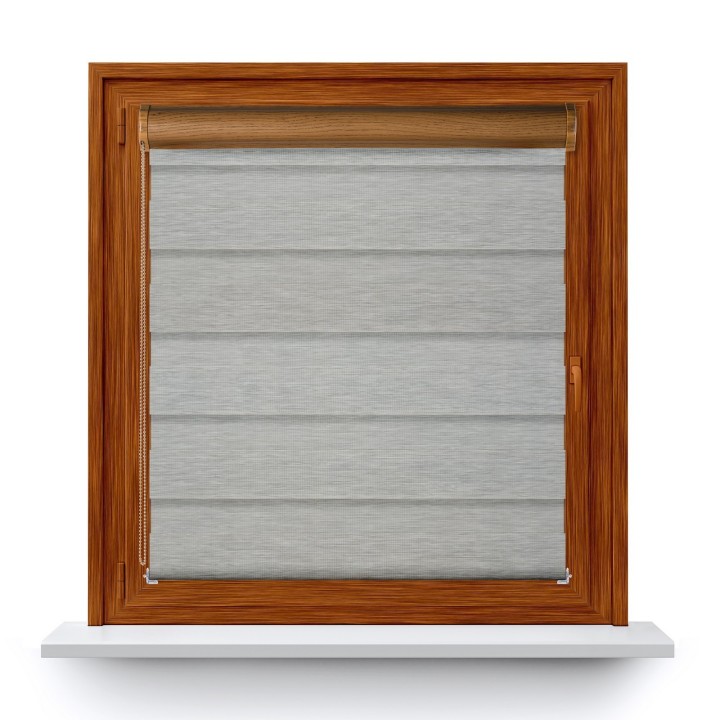 Roleta w kasecie PCV Dzień Noc Przyciemniająca Bahama II Drewnopodobna z prowadnicą Szara 17