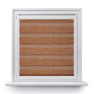 Roleta w kasecie PCV Dzień Noc Przyciemniająca Bahama II Drewnopodobna z prowadnicą Brązowa 15