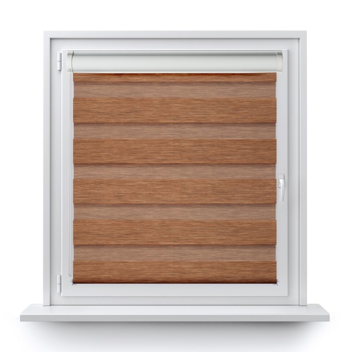 Roleta w kasecie PCV Dzień Noc Przyciemniająca Bahama II Drewnopodobna z prowadnicą Brązowa 15