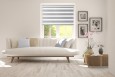 Roller blind in PVC cassette with guide Day-Night Bahama XXIII Srebro Paseczki BH2308