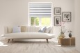 Roller blind in PVC cassette with guide Day-Night Exclusive Srebro Paseczki BH2308