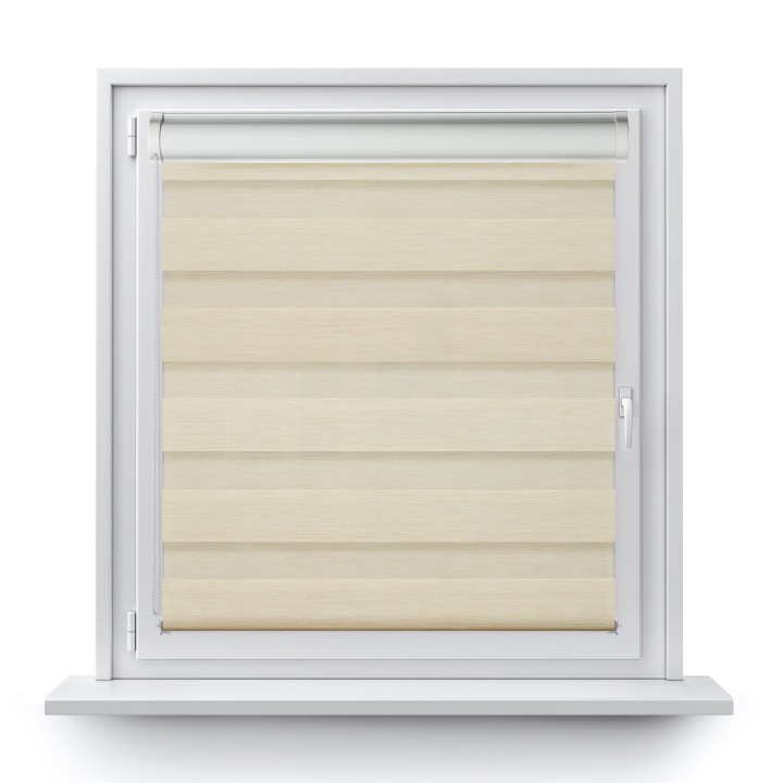 Roleta w kasecie PCV Dzień Noc Przyciemniająca Bahama II Drewnopodobna z prowadnicą Beżowa 13