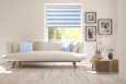 Roller blind in PVC cassette with guide Day-Night Exclusive Błękit Paseczki BH2307