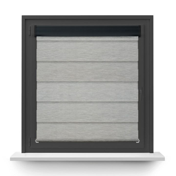 Roleta w kasecie PCV Dzień Noc Przyciemniająca Bahama II Drewnopodobna bez prowadnic Szara 17