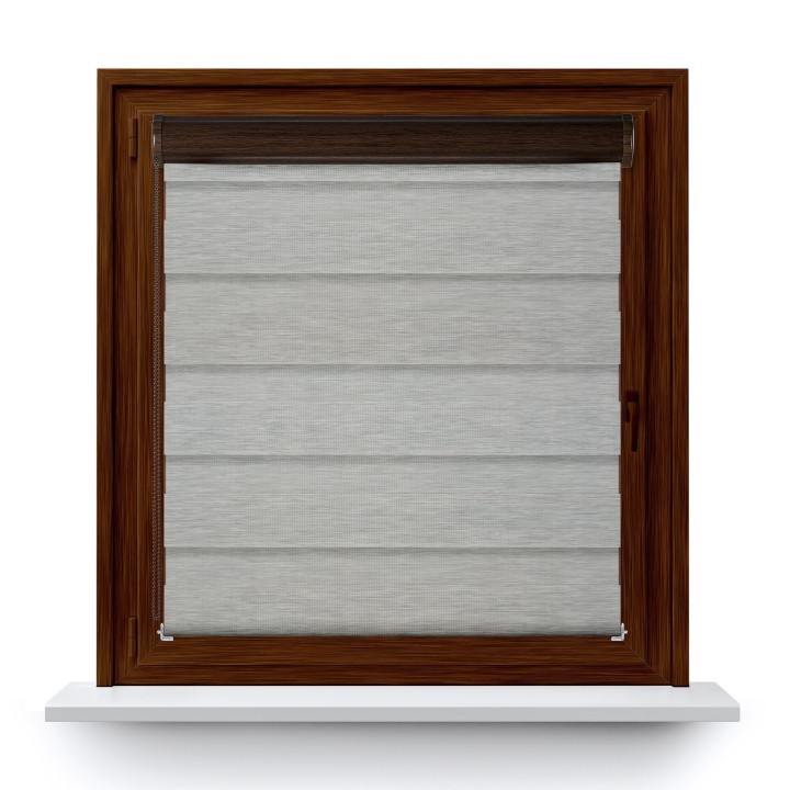 Roleta w kasecie PCV Dzień Noc Przyciemniająca Bahama II Drewnopodobna bez prowadnic Szara 17