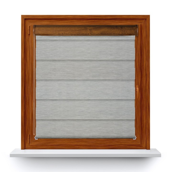 Roleta w kasecie PCV Dzień Noc Przyciemniająca Bahama II Drewnopodobna bez prowadnic Szara 17