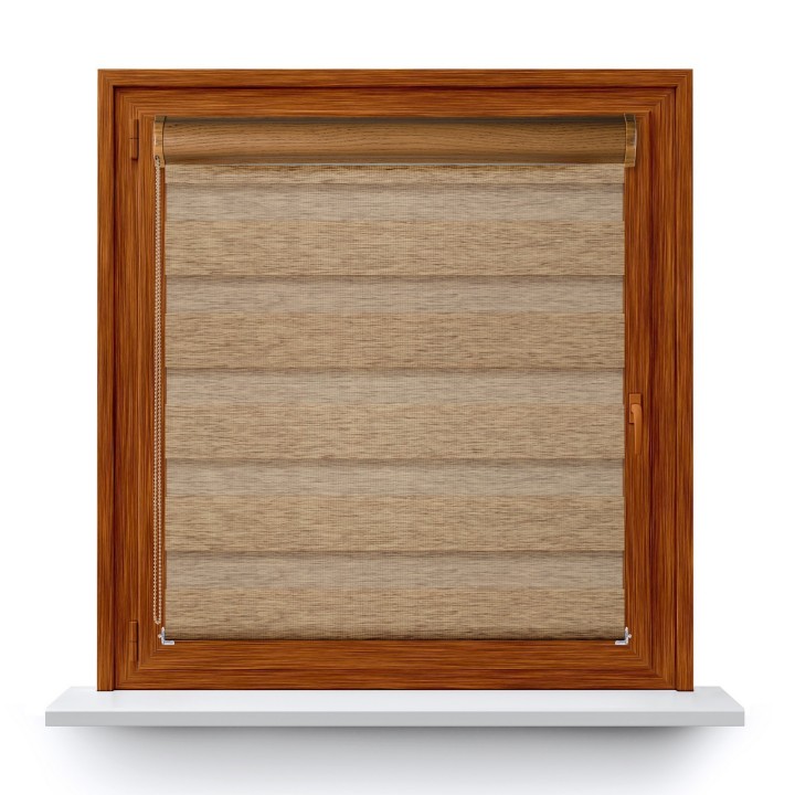 Roleta w kasecie PCV Dzień Noc Przyciemniająca Bahama II Drewnopodobna z prowadnicą Jasnobrązowa 11