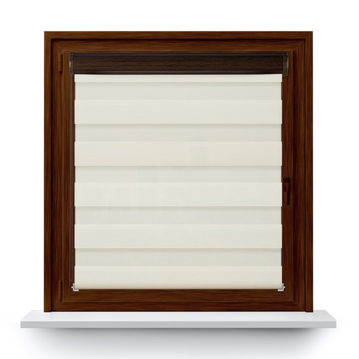 Roleta w kasecie PCV Dzień Noc Przyciemniająca Bahama II Drewnopodobna bez prowadnic Kremowa 12