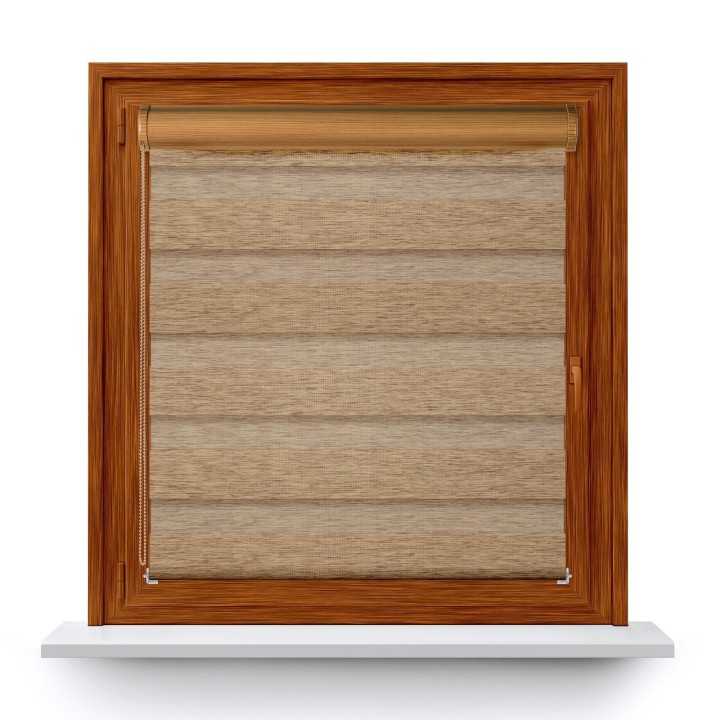 Roleta w kasecie PCV Dzień Noc Przyciemniająca Bahama II Drewnopodobna bez prowadnic Jasnobrązowa 11