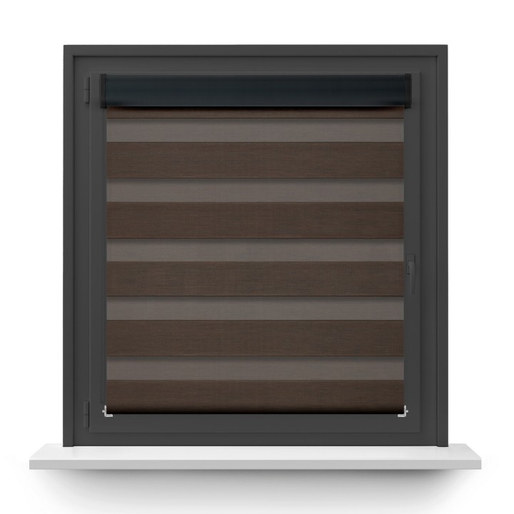 Roleta w kasecie PCV Dzień Noc Przyciemniająca Bahama II Drewnopodobna bez prowadnic Ciemnobrązowa 16