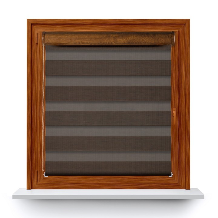 Roleta w kasecie PCV Dzień Noc Przyciemniająca Bahama II Drewnopodobna bez prowadnic Ciemnobrązowa 16
