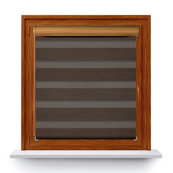Roleta w kasecie PCV Dzień Noc Przyciemniająca Bahama II Drewnopodobna bez prowadnic Ciemnobrązowa 16